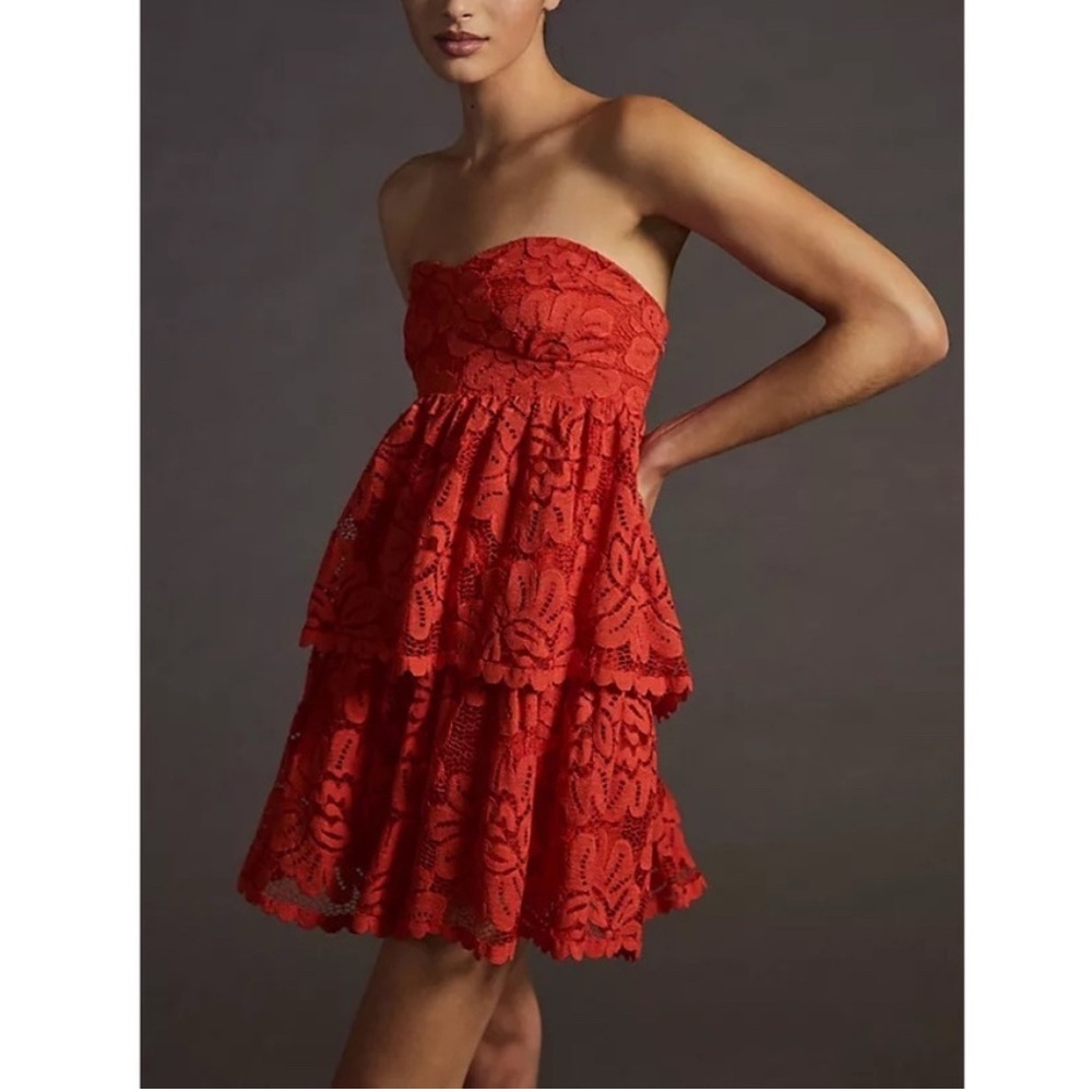 Anthropologie Maeve Red Lace Dress